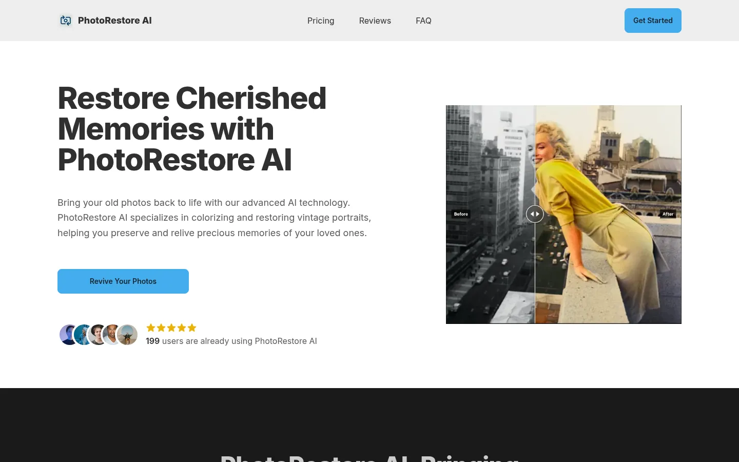 PhotoRestore AI 网站预览图