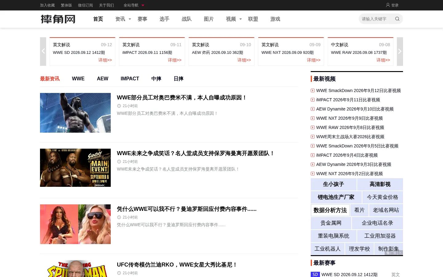 WWE|WWE美国职业摔角|摔角中文网站 - 摔角网 网站预览图