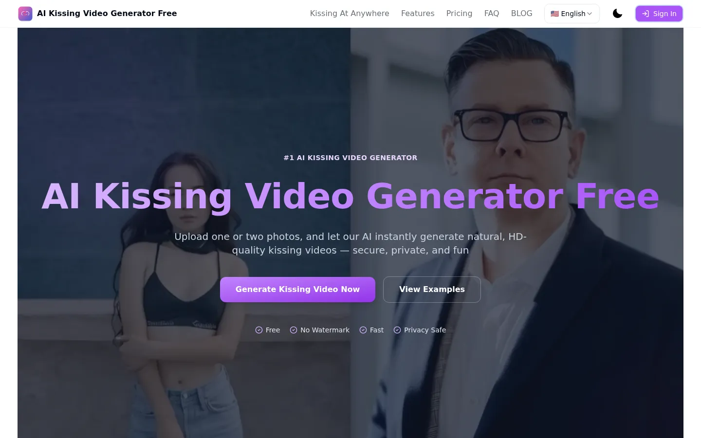 AI Kissing Video Generator Free 网站预览图