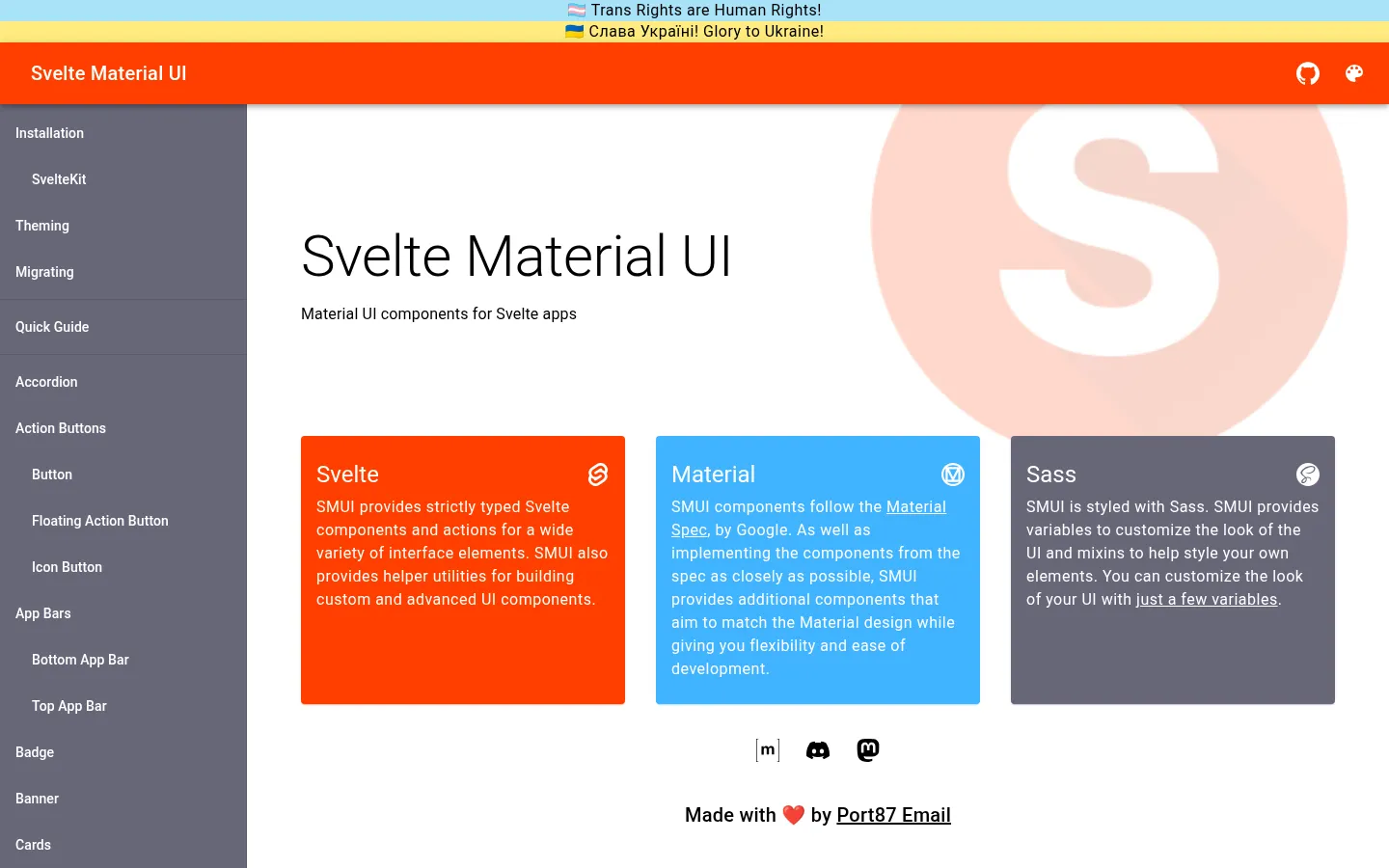 Svelte Material UI 网站预览图
