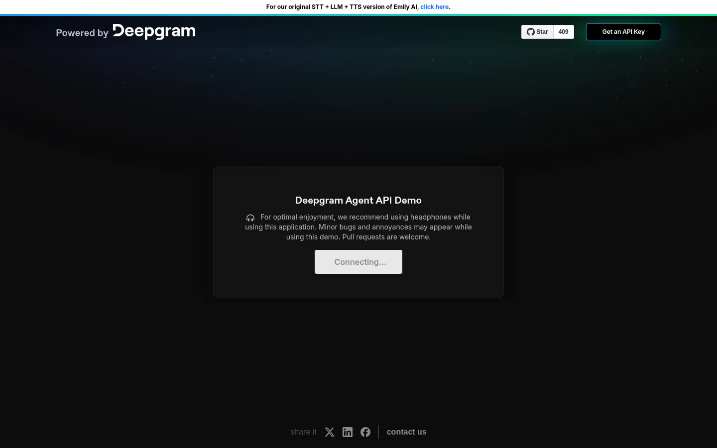 Deepgram AI Agent 网站预览图