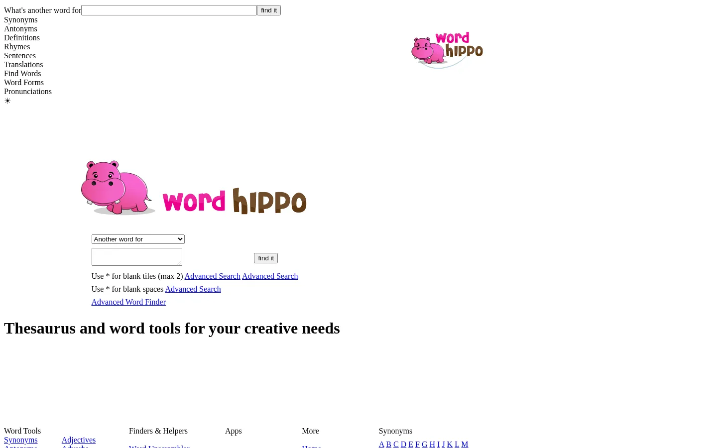 Thesaurus and Word Tools | WordHippo 网站预览图