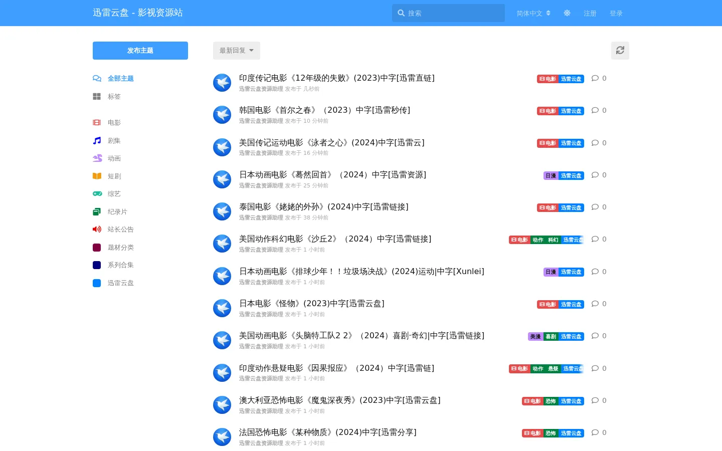 迅雷云盘 - 影视资源站 网站预览图