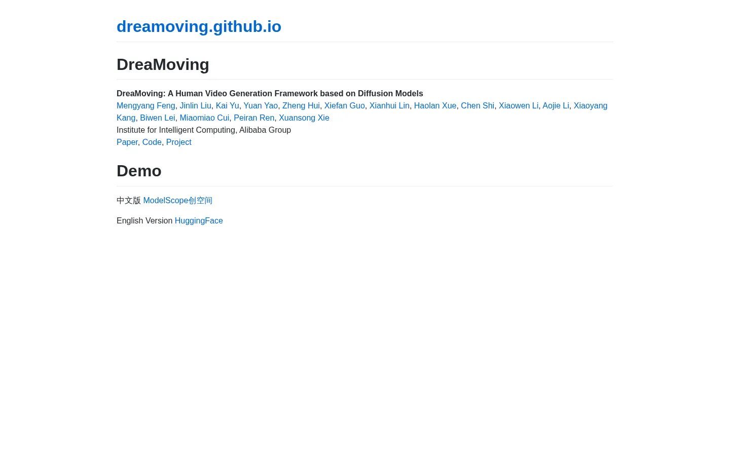 DreaMoving | dreamoving.github.io 网站预览图