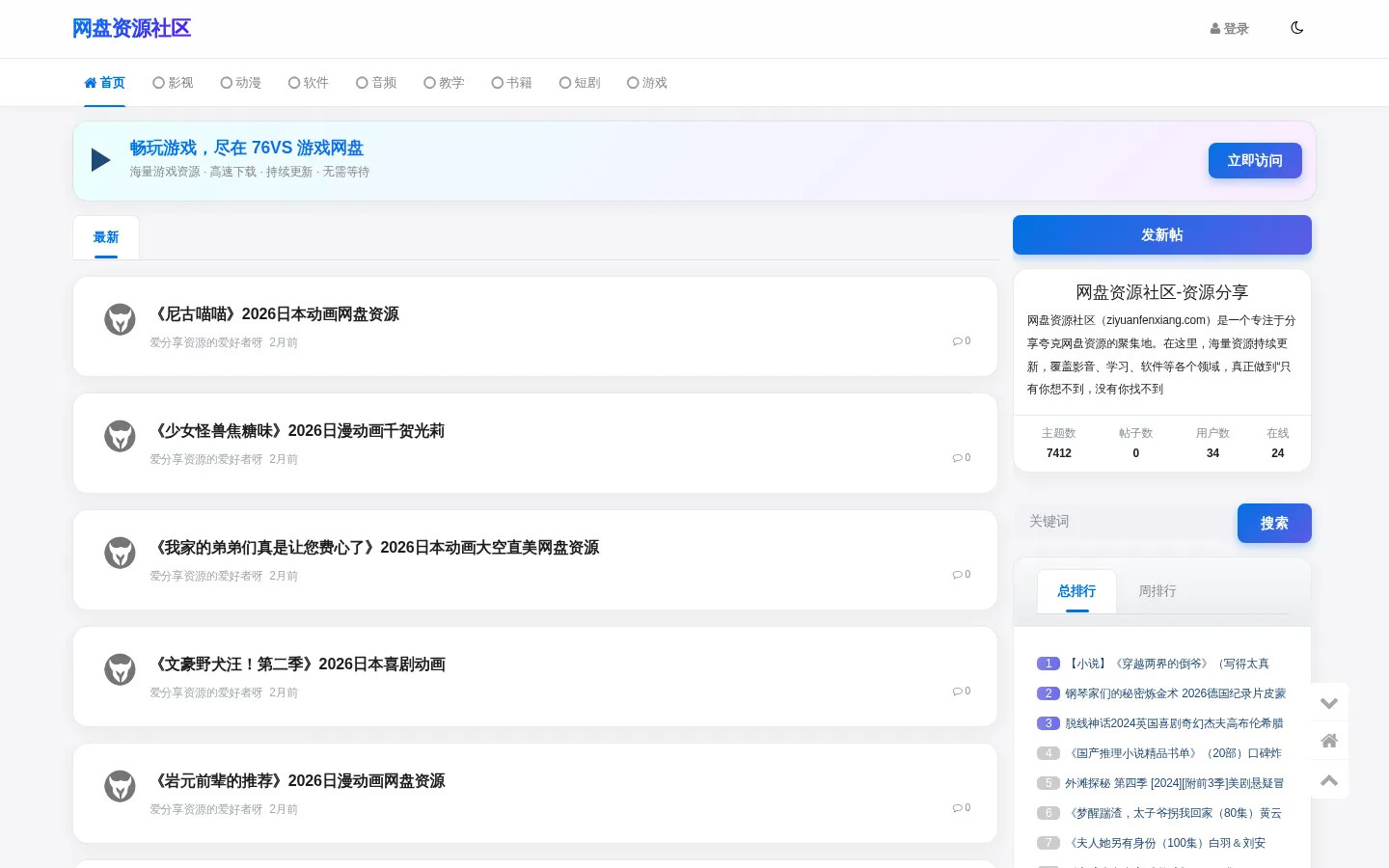 网盘资源社区-资源分享 - 第1页 网站预览图