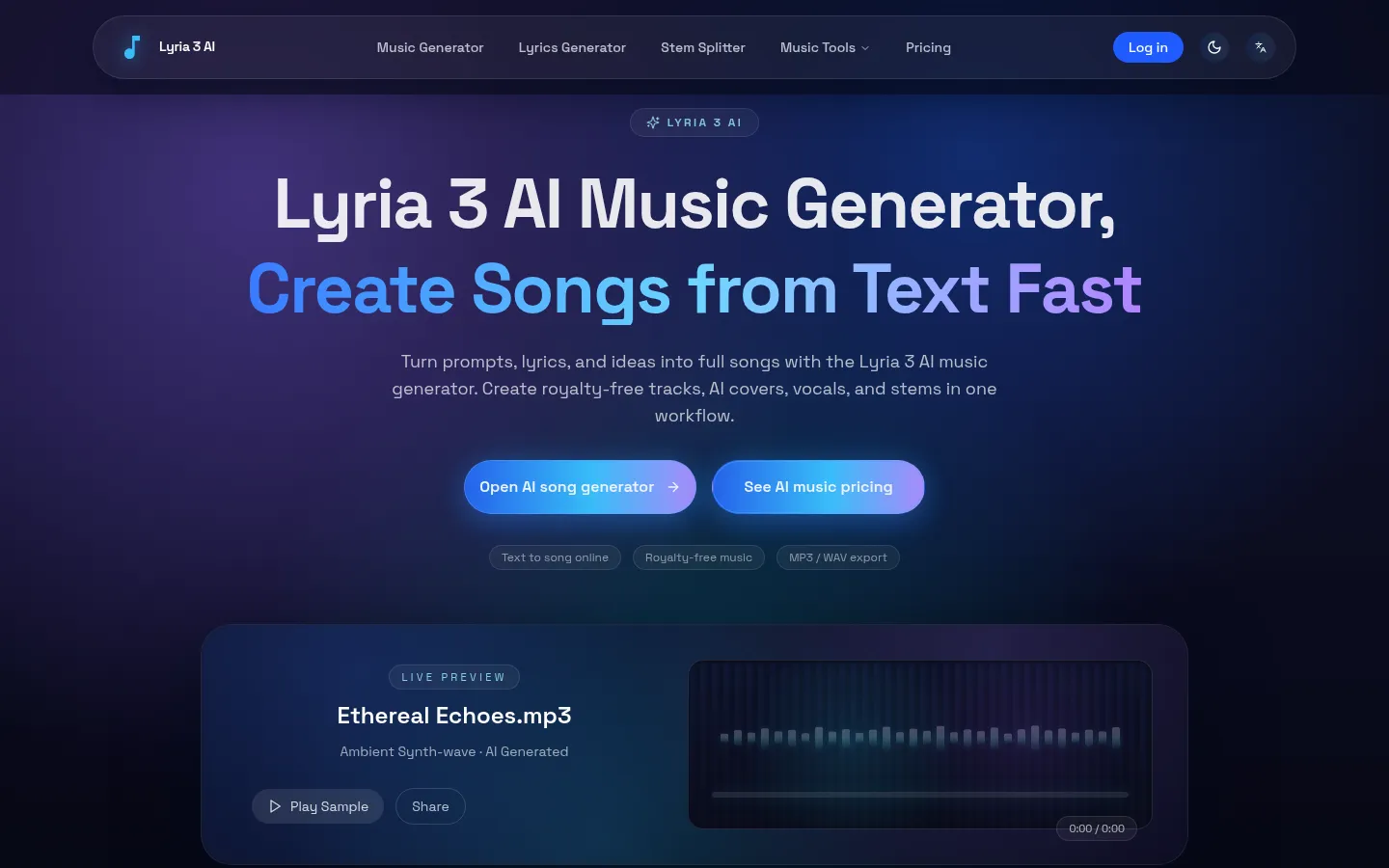Lyria 3 AI Music Generator - Lyria 3 AI 网站预览图