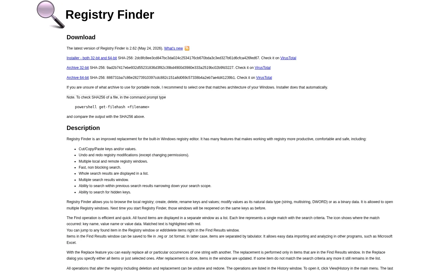 Registry Finder 网站预览图