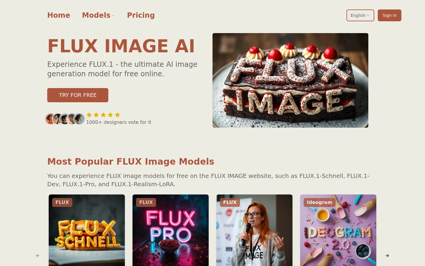 FLUX.1: AI Image Generation Model Online by FLUX IMAGE 网站预览图