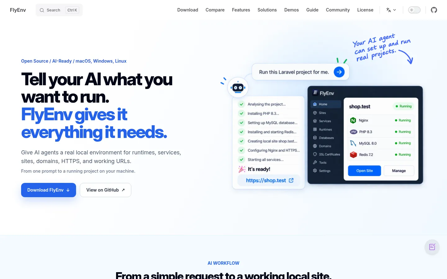 FlyEnv - Native Local Development Environment 网站预览图