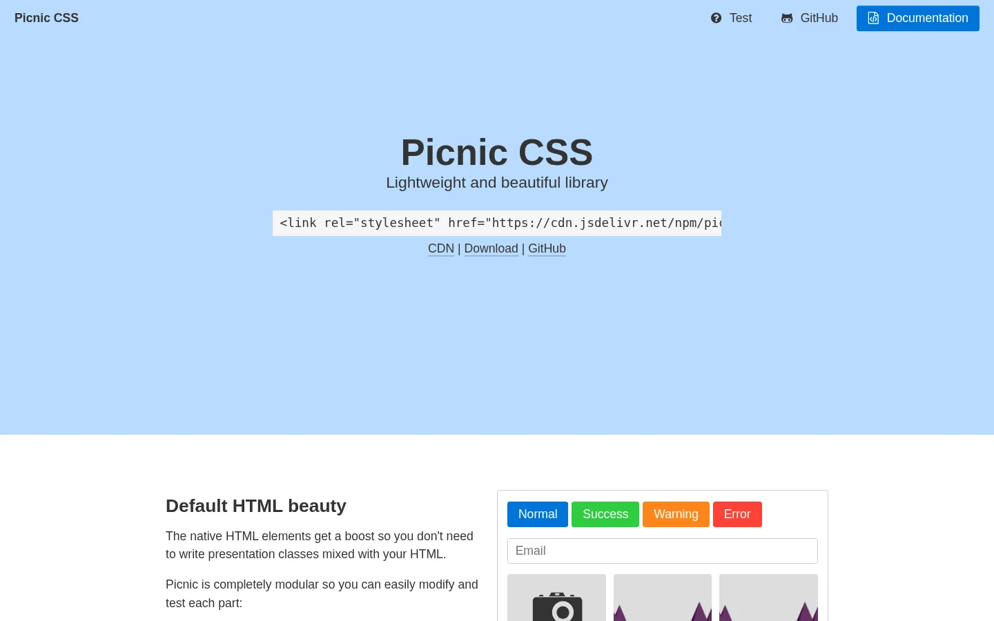 Picnic CSS 网站预览图
