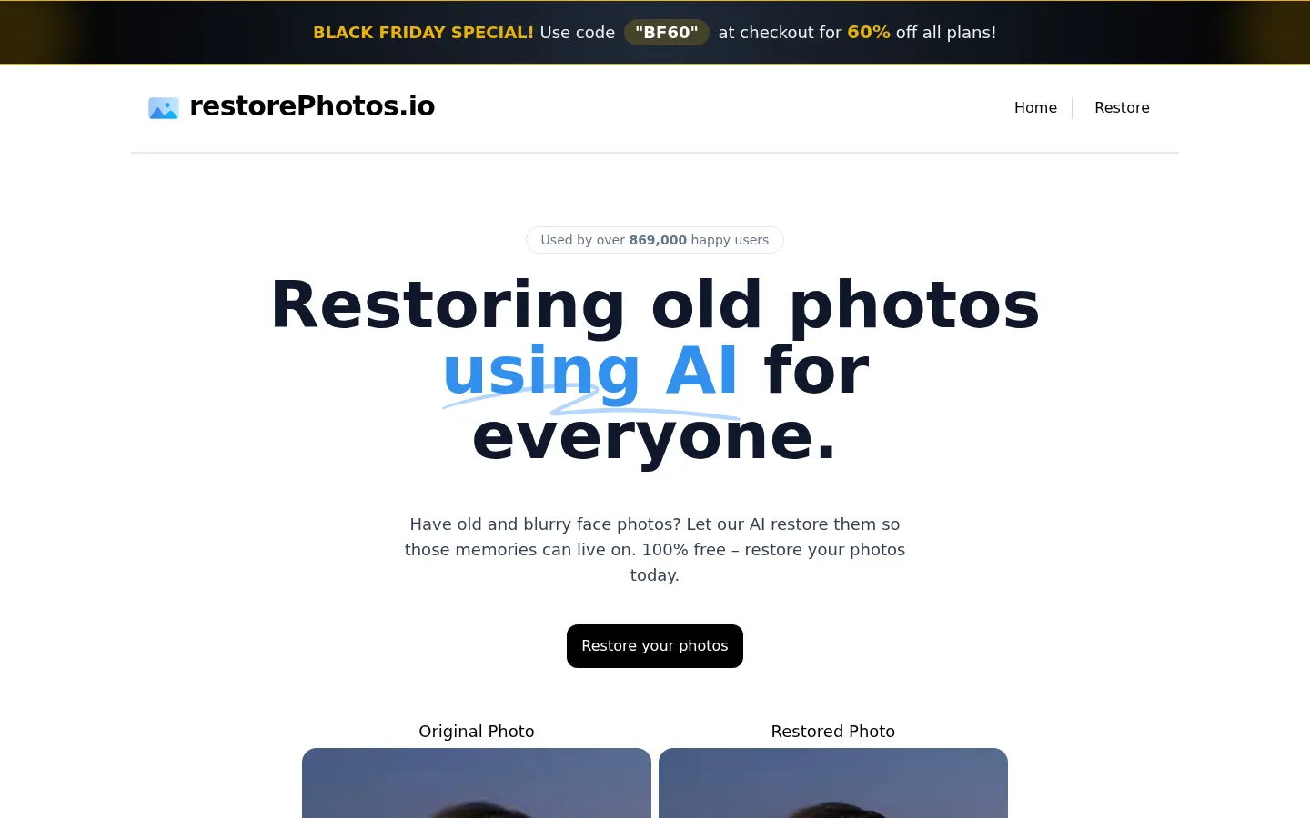 Face Photo Restorer 网站预览图
