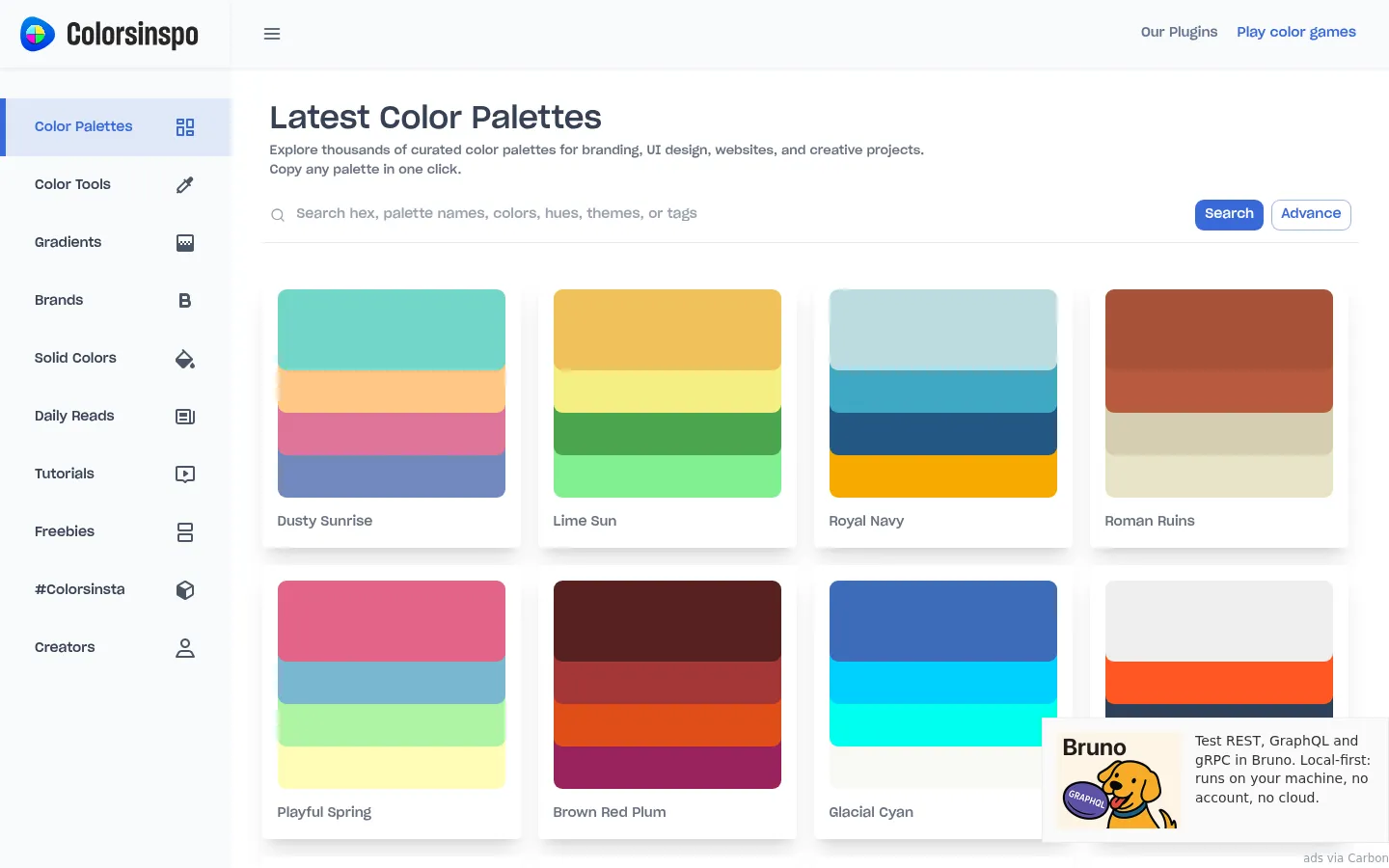 Latest Color Palettes | Colorsinspo 网站预览图
