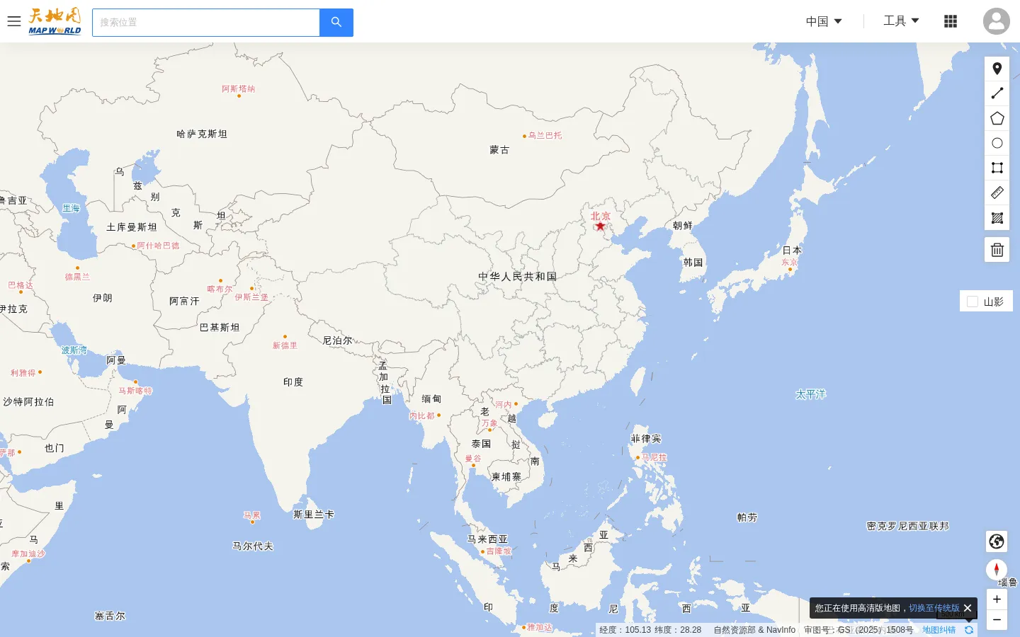 天地图·在线地图 网站预览图
