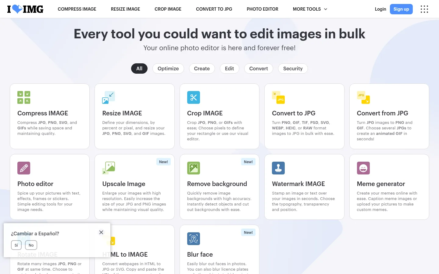 iLoveIMG | The fastest free web app for easy image modification. 网站预览图