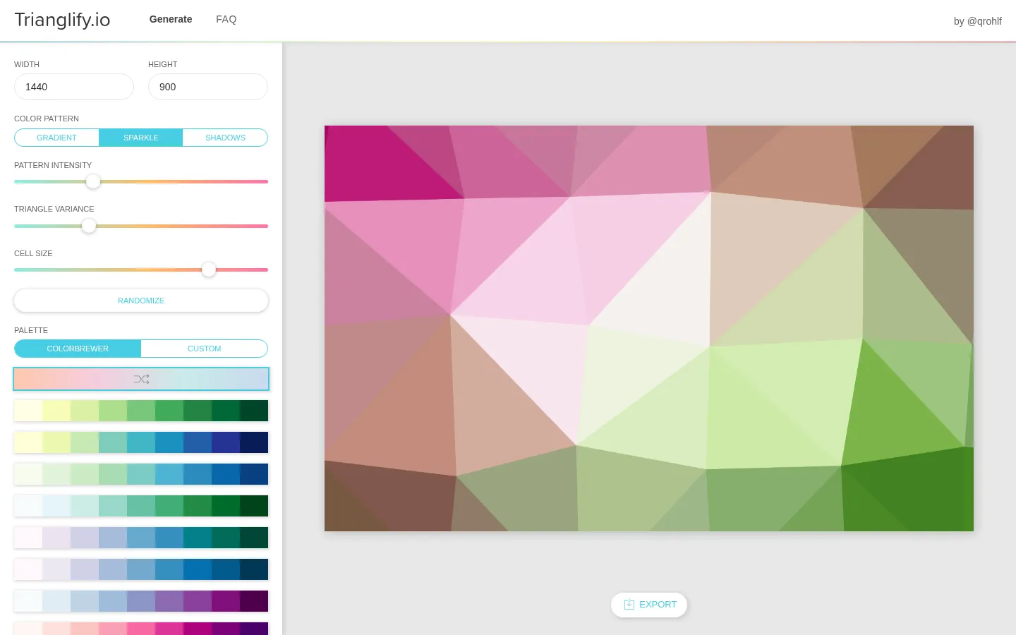 Trianglify.io · Low Poly Pattern Generator 网站预览图