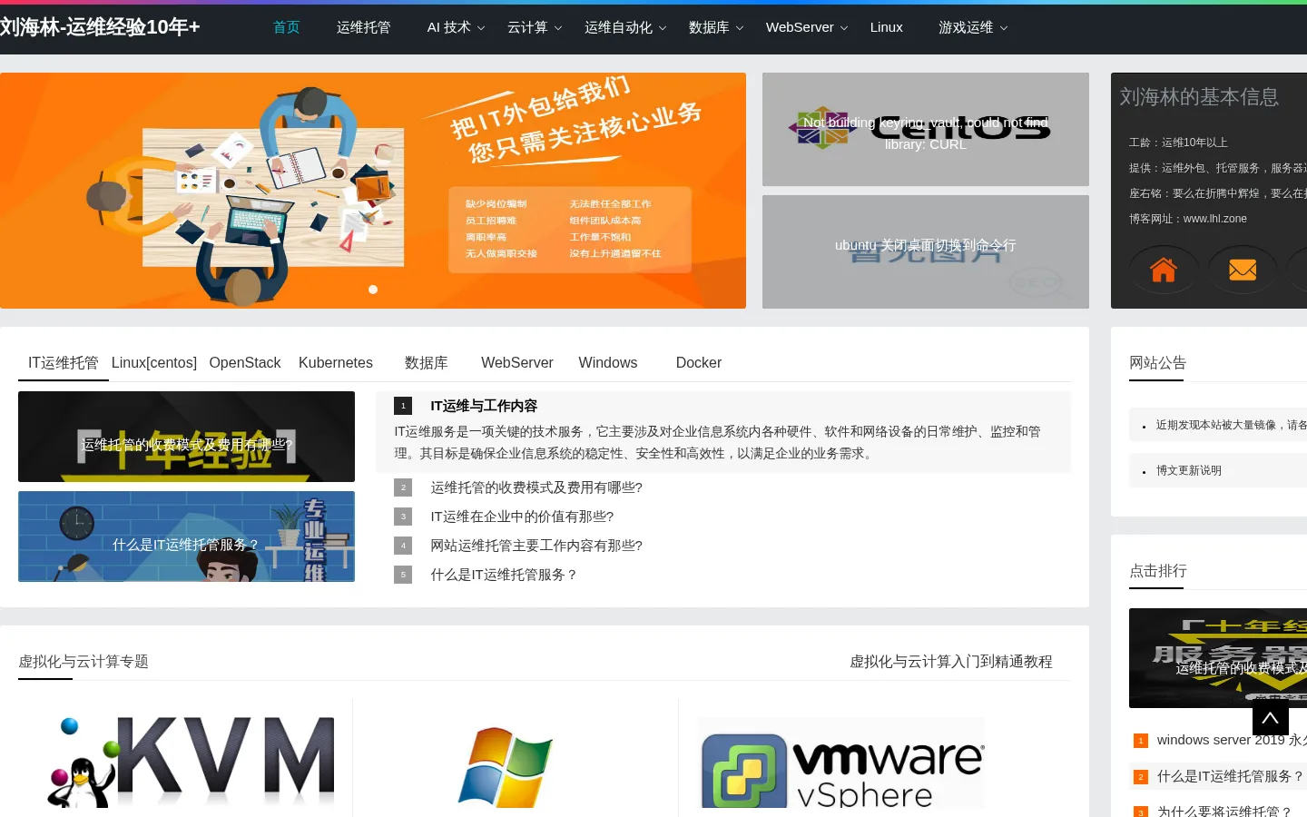 运维托管服务-运维外包-服务器运维方案-刘海林 网站预览图