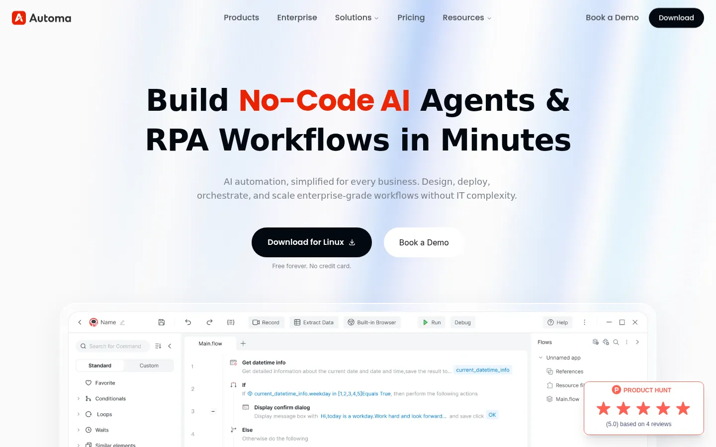 Automa: No-Code AI Automation & Agentic AI Platform | AI Agents + RPA Workflows 网站预览图