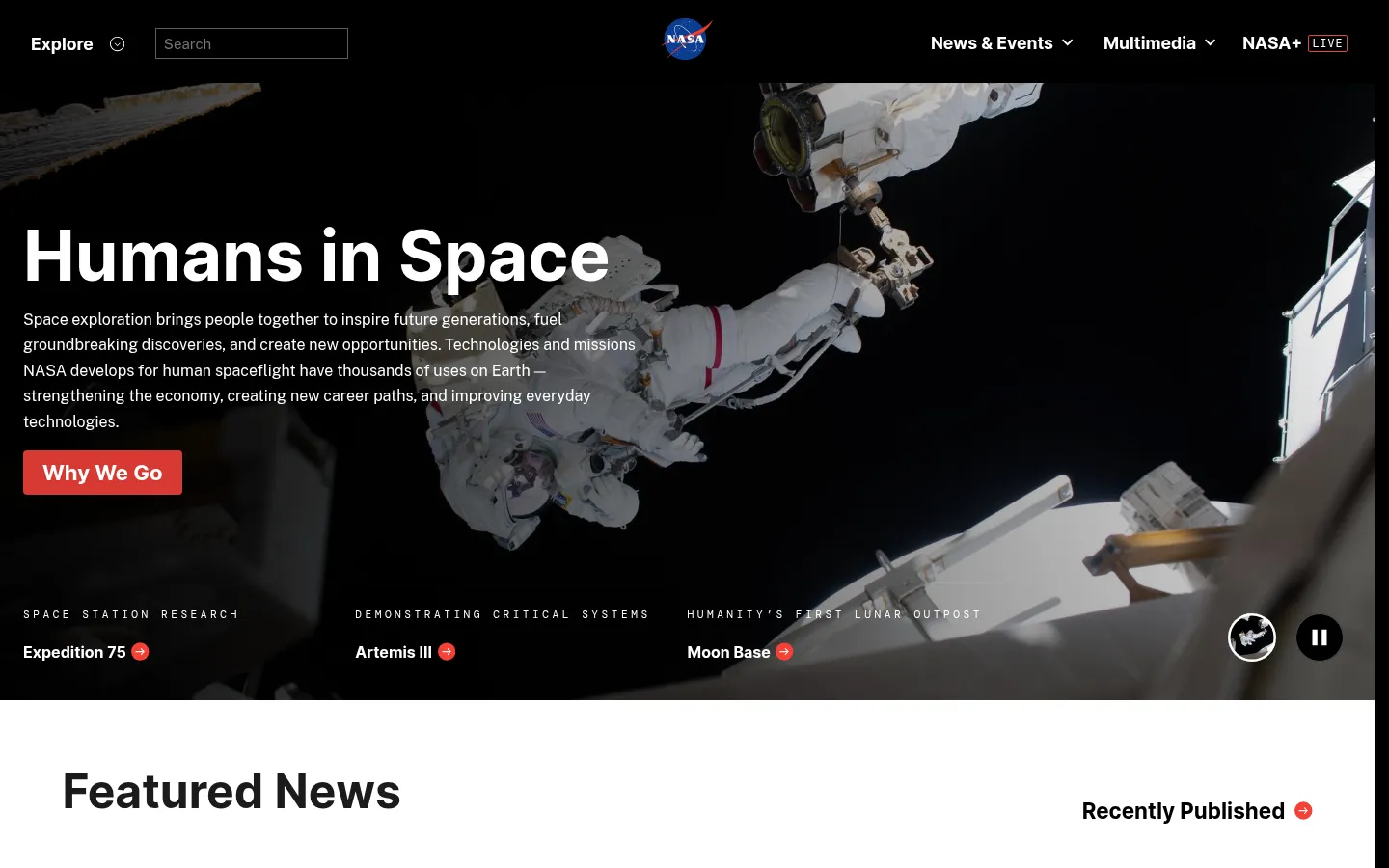 NASA 网站预览图