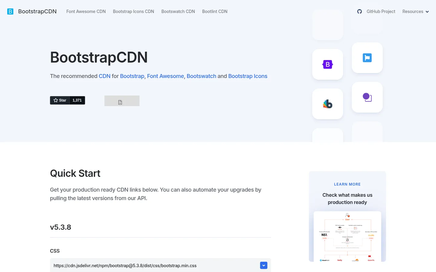Official CDN of Bootstrap and Font Awesome · BootstrapCDN 网站预览图