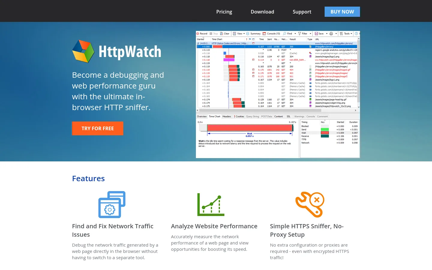 HttpWatch: An Advanced Network Debugger and HTTP Sniffer for Chrome and Edge 网站预览图
