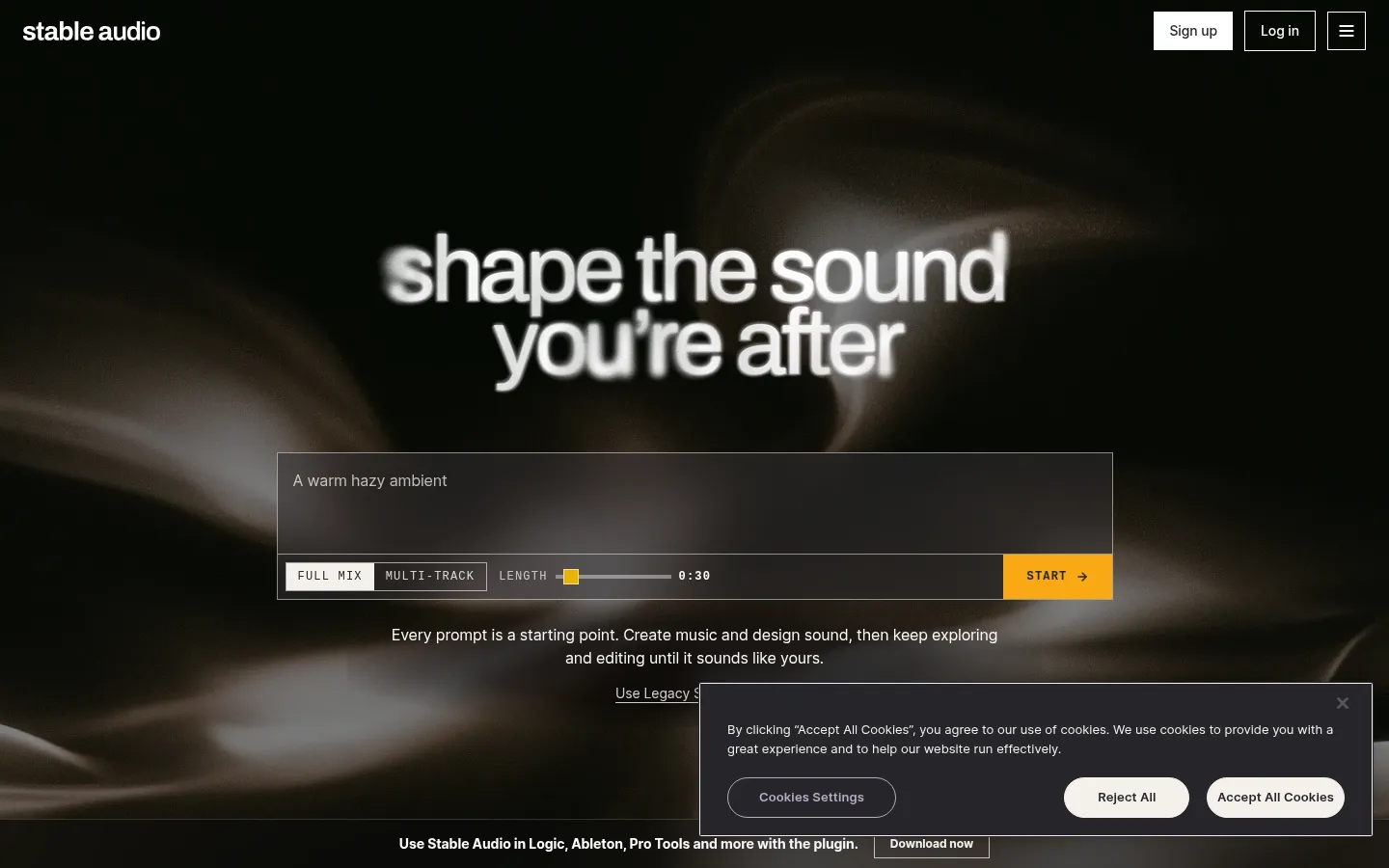 Stable Audio 网站预览图