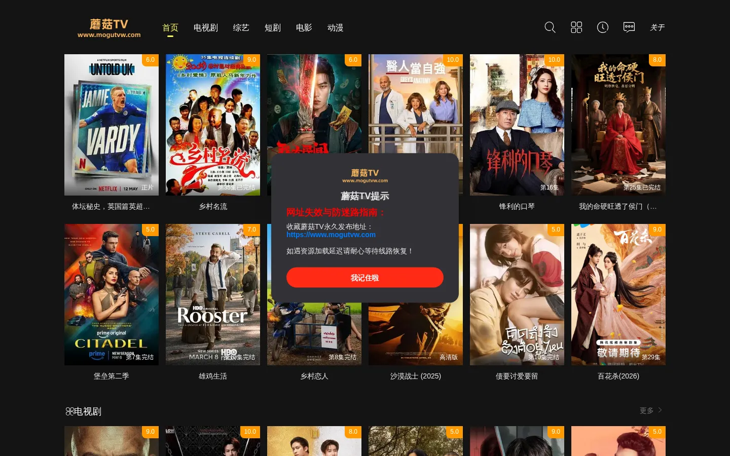 蘑菇TV - 最新高清电影、热播电视剧免费在线观看与影视聚合平台 网站预览图
