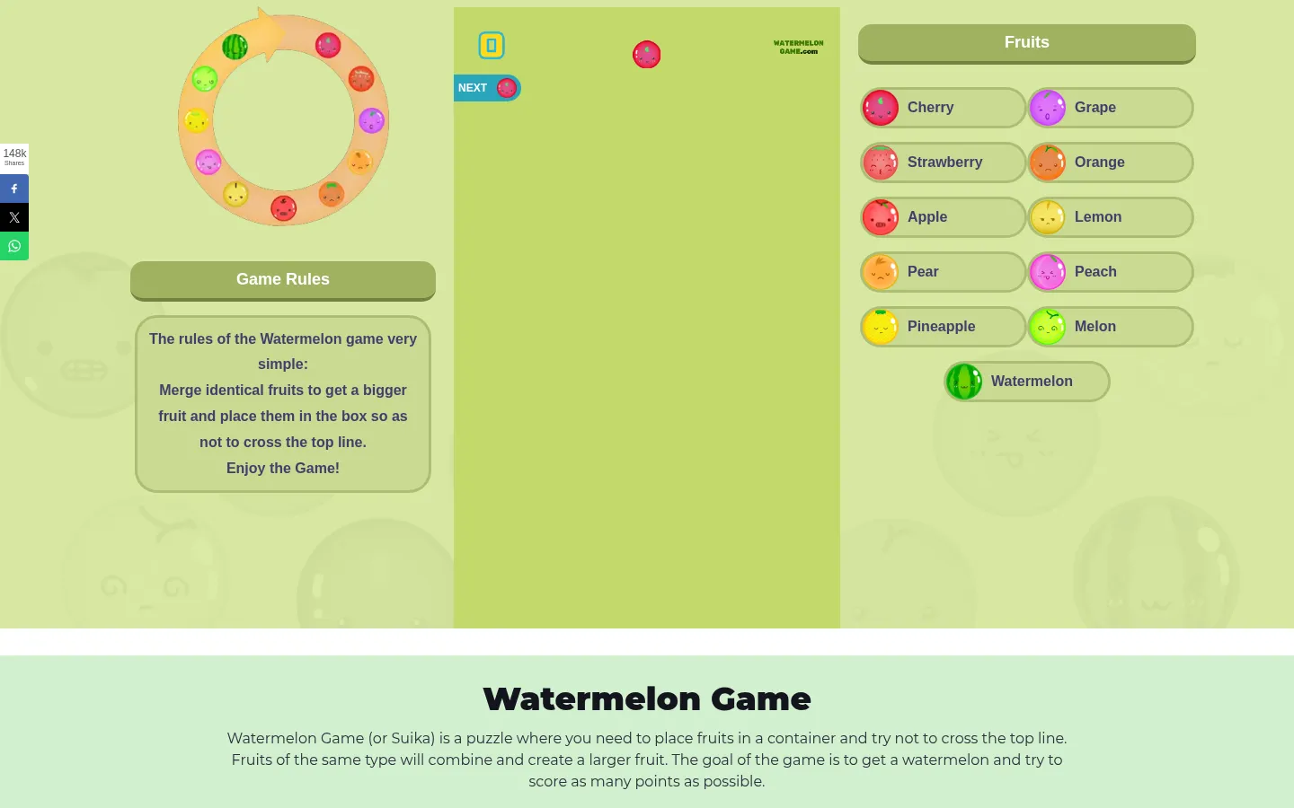 Watermelon Game - Merge the Fruits 网站预览图