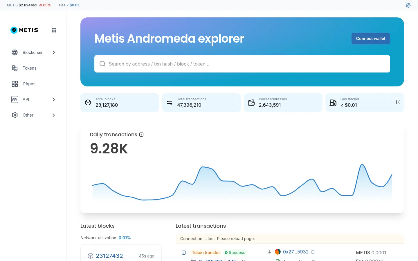 Metis Andromeda blockchain explorer | Blockscout 网站预览图