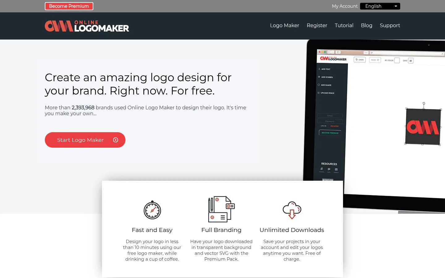 Make your Free Logo in 5 minutes - Online Logo Maker 网站预览图
