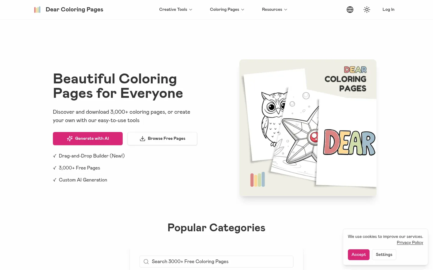 Dear Coloring Pages | Beautiful Coloring Pages for Everyone 网站预览图