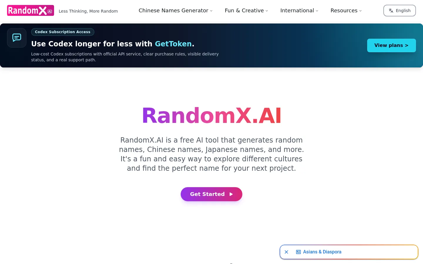 Home | RandomX.ai 网站预览图
