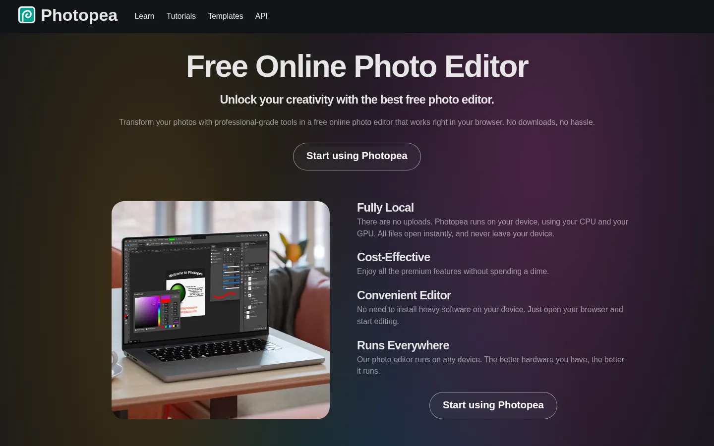 Photopea | Online Photo Editor 网站预览图
