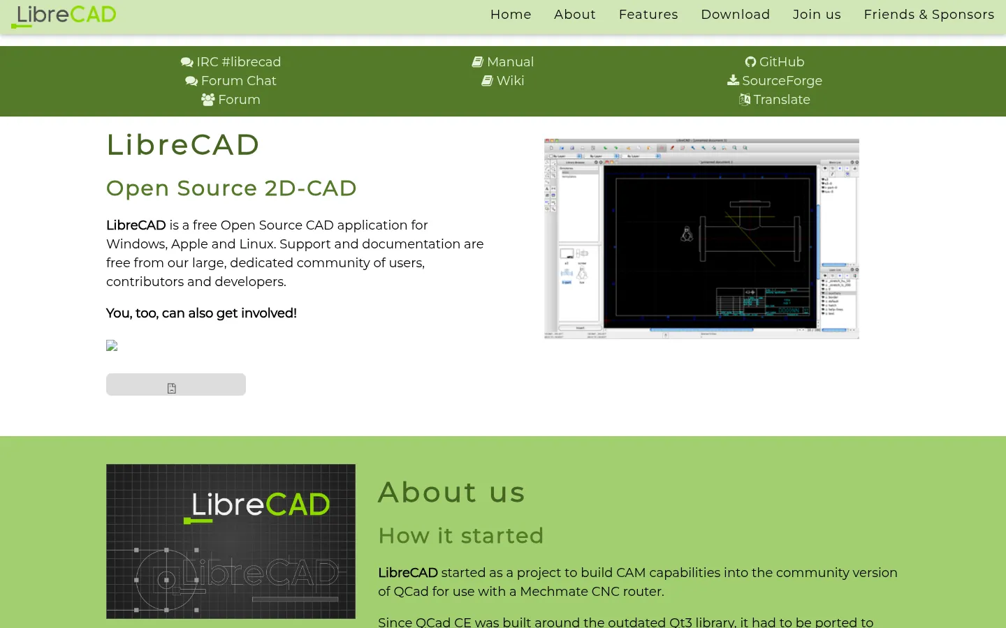 LibreCAD - Free Open Source 2D CAD 网站预览图