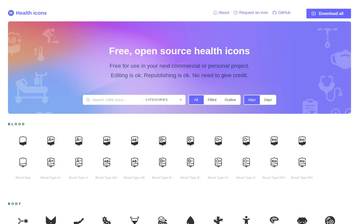 Health icons 网站预览图