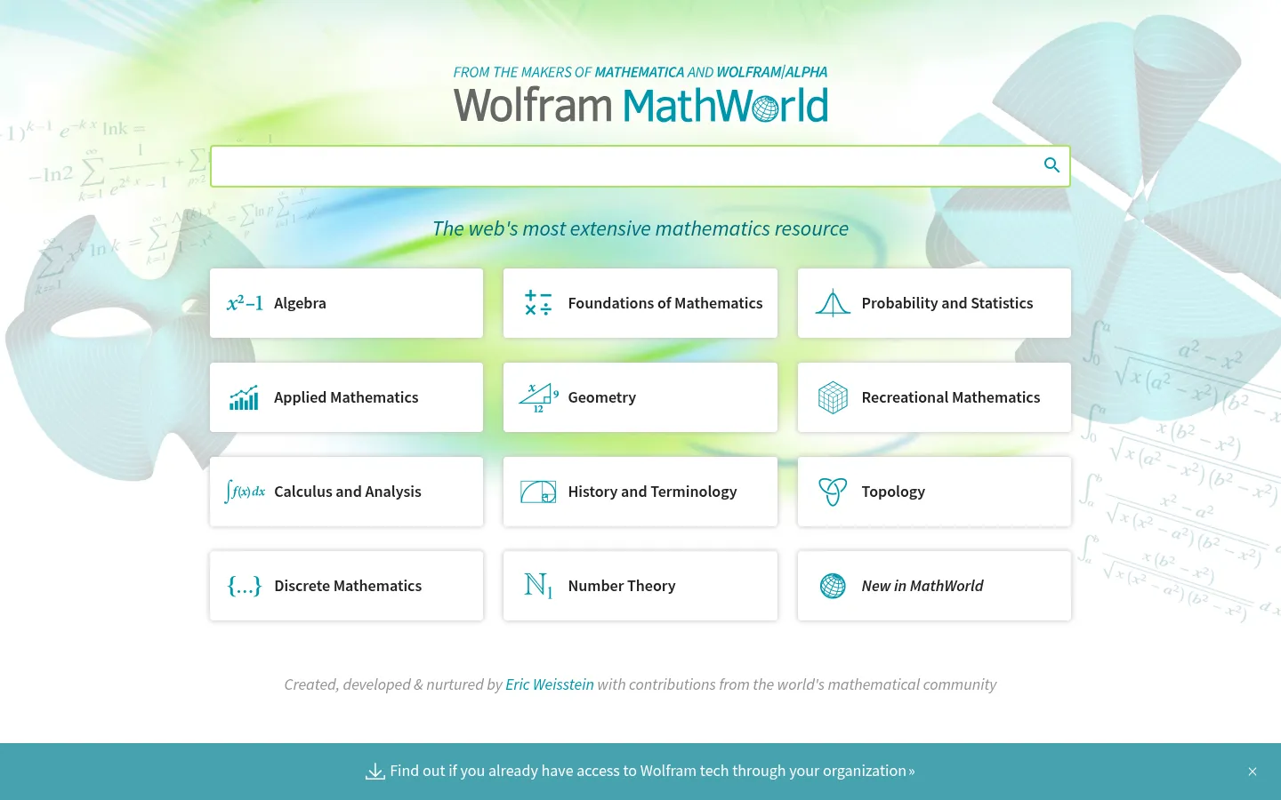 Wolfram MathWorld: The Web's Most Extensive Mathematics Resource 网站预览图