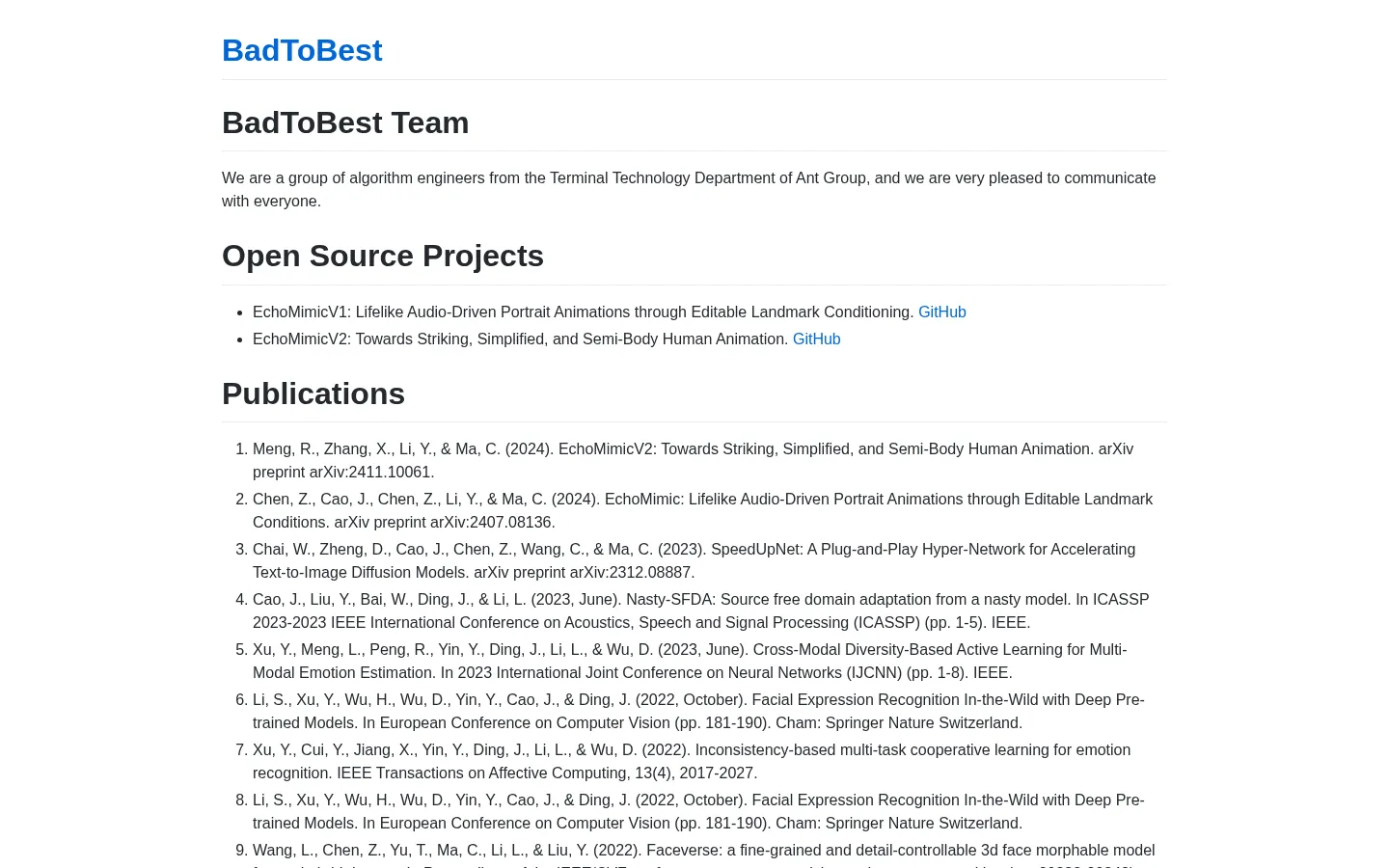 BadToBest Team | BadToBest 网站预览图