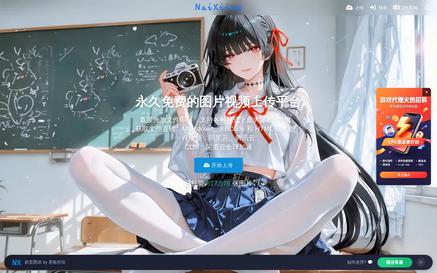 奶昔图床 - NaiXiimg 一款免费的图片视频托管服务 网站预览图