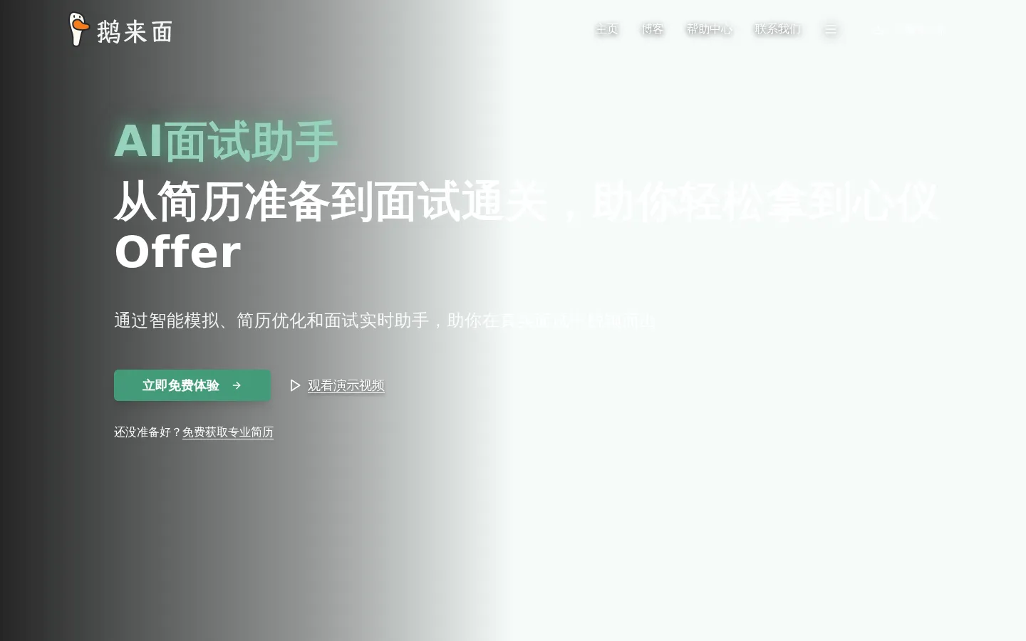 OfferGoose 鹅来面(原多面鹅官网 - AI 面试模拟 | 实时面试提醒 | 通过面试 网站预览图