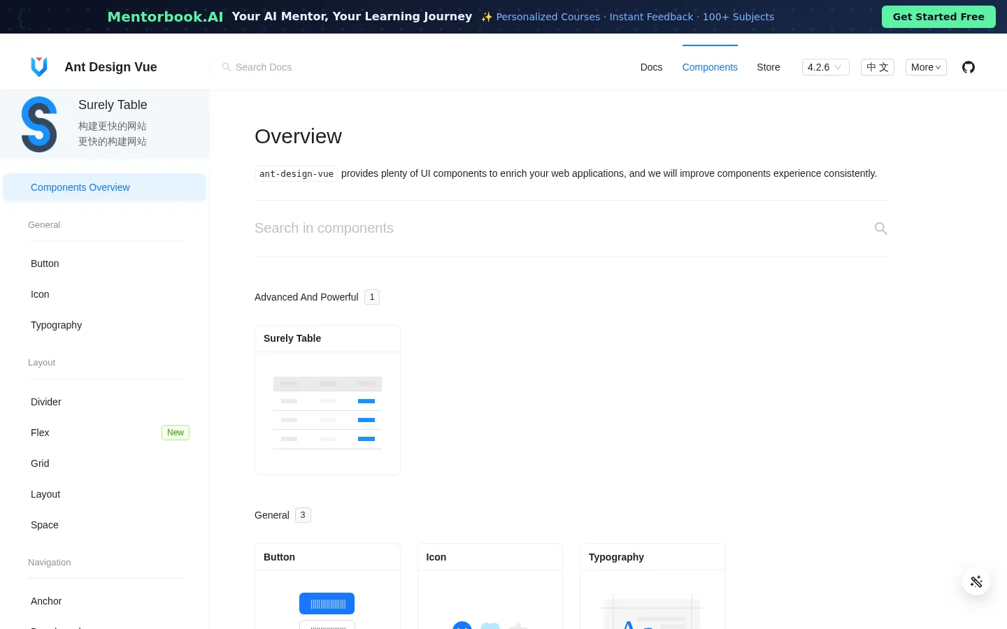 Ant Design Vue — An enterprise-class UI components based on Ant Design and Vue.js 网站预览图