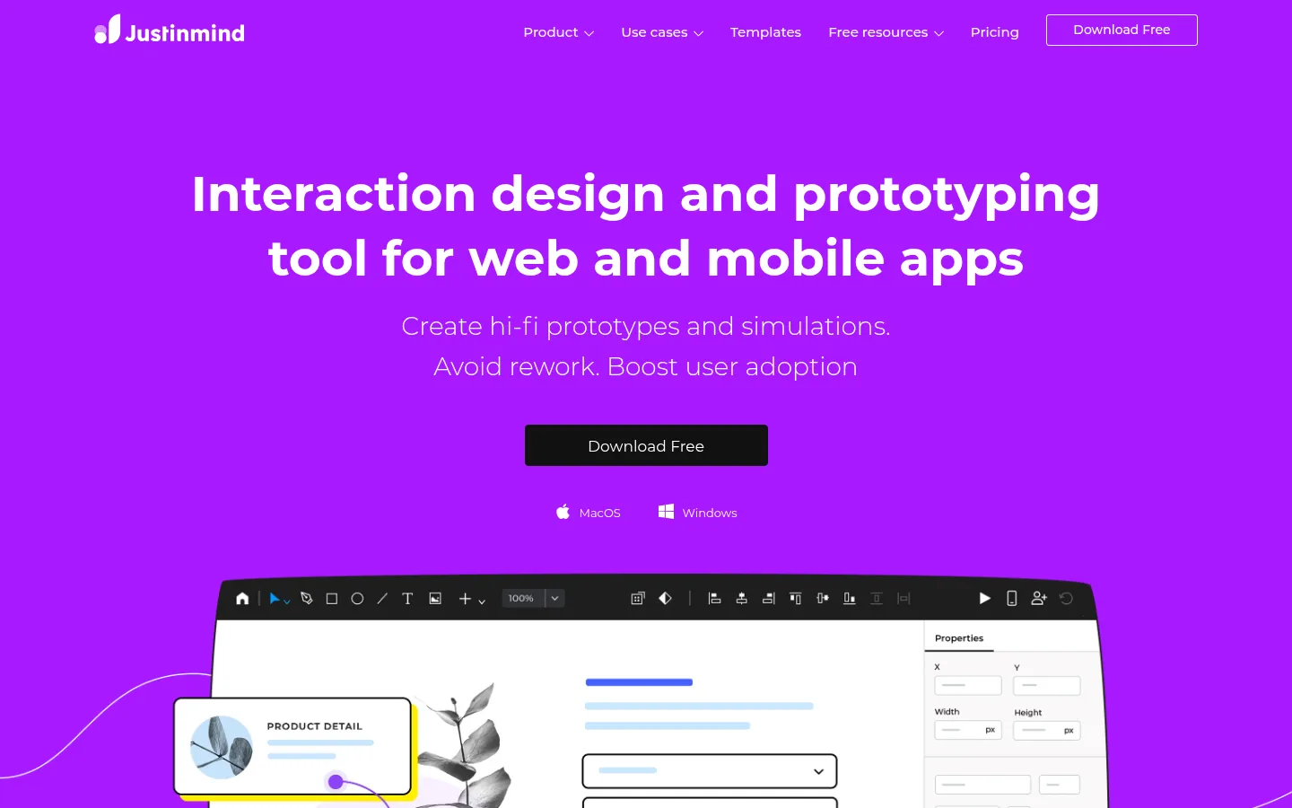 Free design and prototyping tool for web & mobile apps 网站预览图