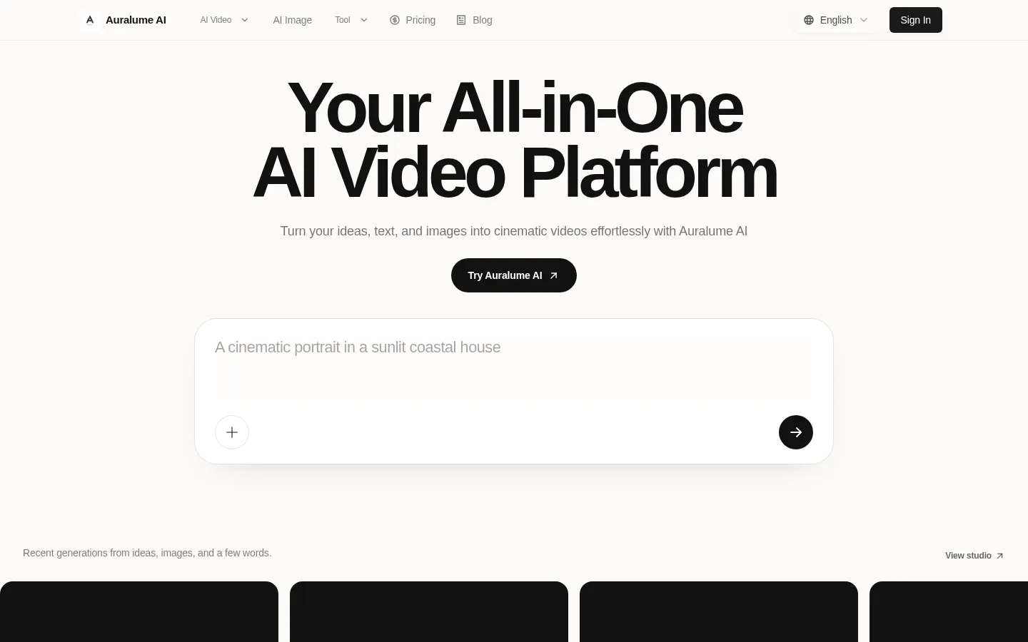 Auralume AI:The Ultimate AI Video Platform 网站预览图