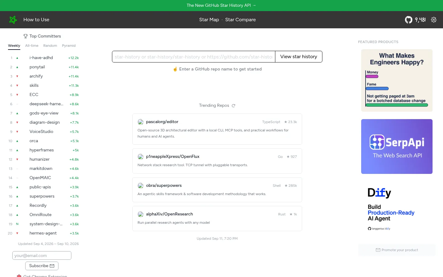 GitHub Star History — Track & Compare Open Source Star Growth 网站预览图