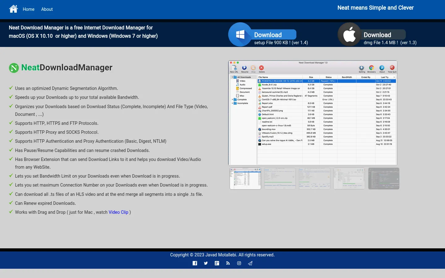 Neat Download Manager for Mac and Windows (Free Internet Download Manager Mac & Windows ) 网站预览图