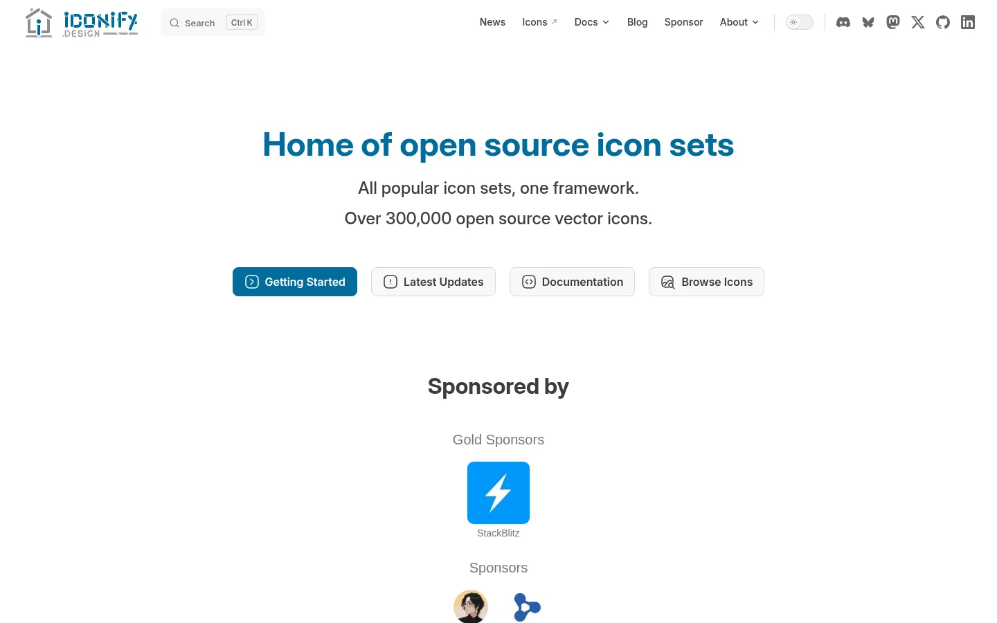 Iconify Design: All popular icon sets, one framework. 网站预览图