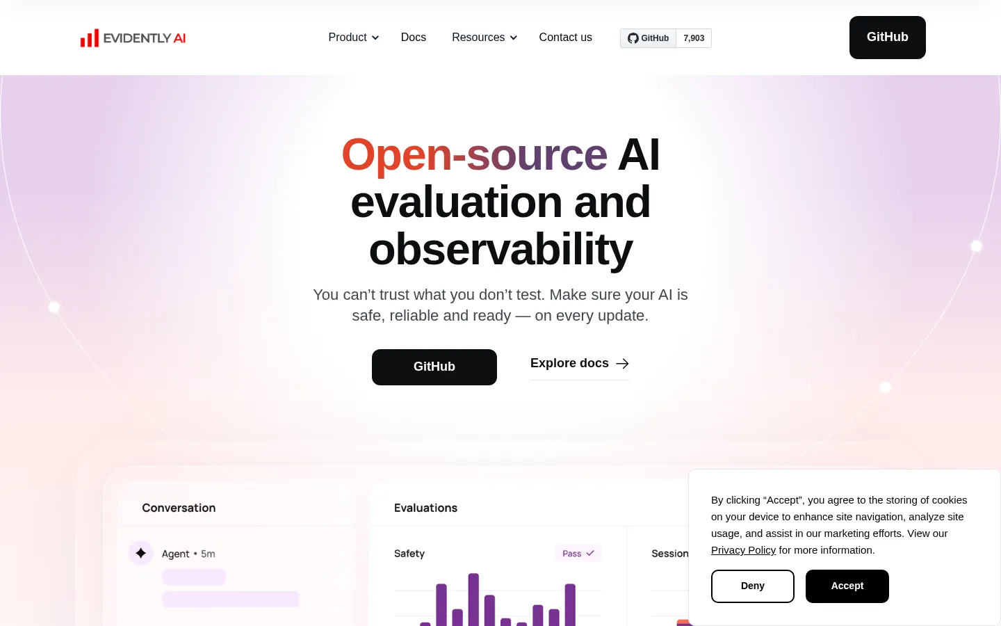 Evidently AI - Open-source AI Evaluation and Observability 网站预览图