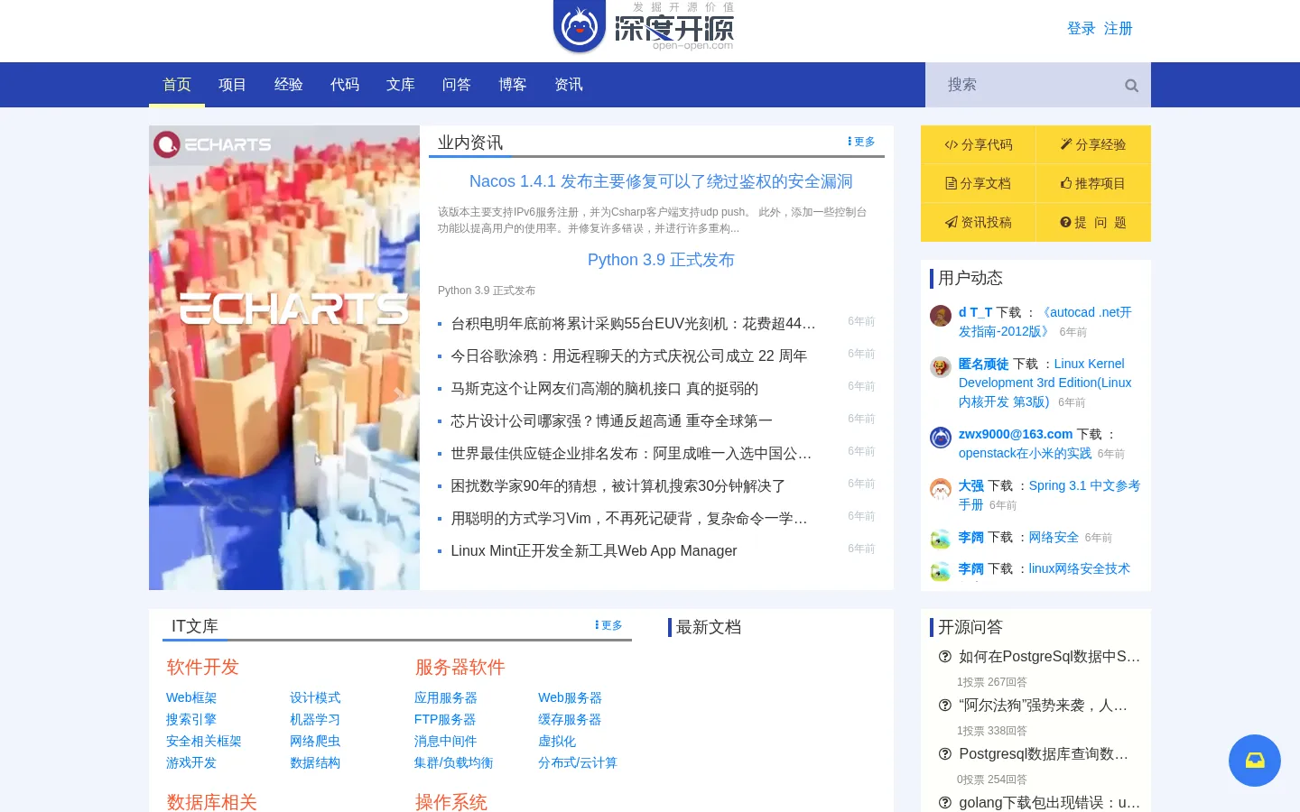 开源项目,开源代码,开源文档,开源新闻,开源社区_深度开源 网站预览图