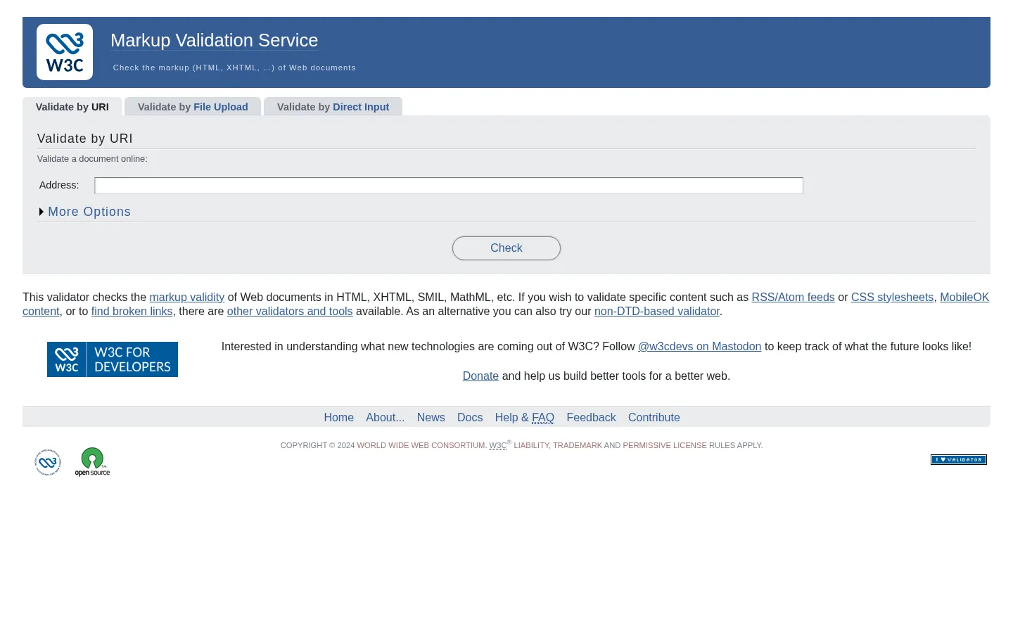 The W3C Markup Validation Service 网站预览图