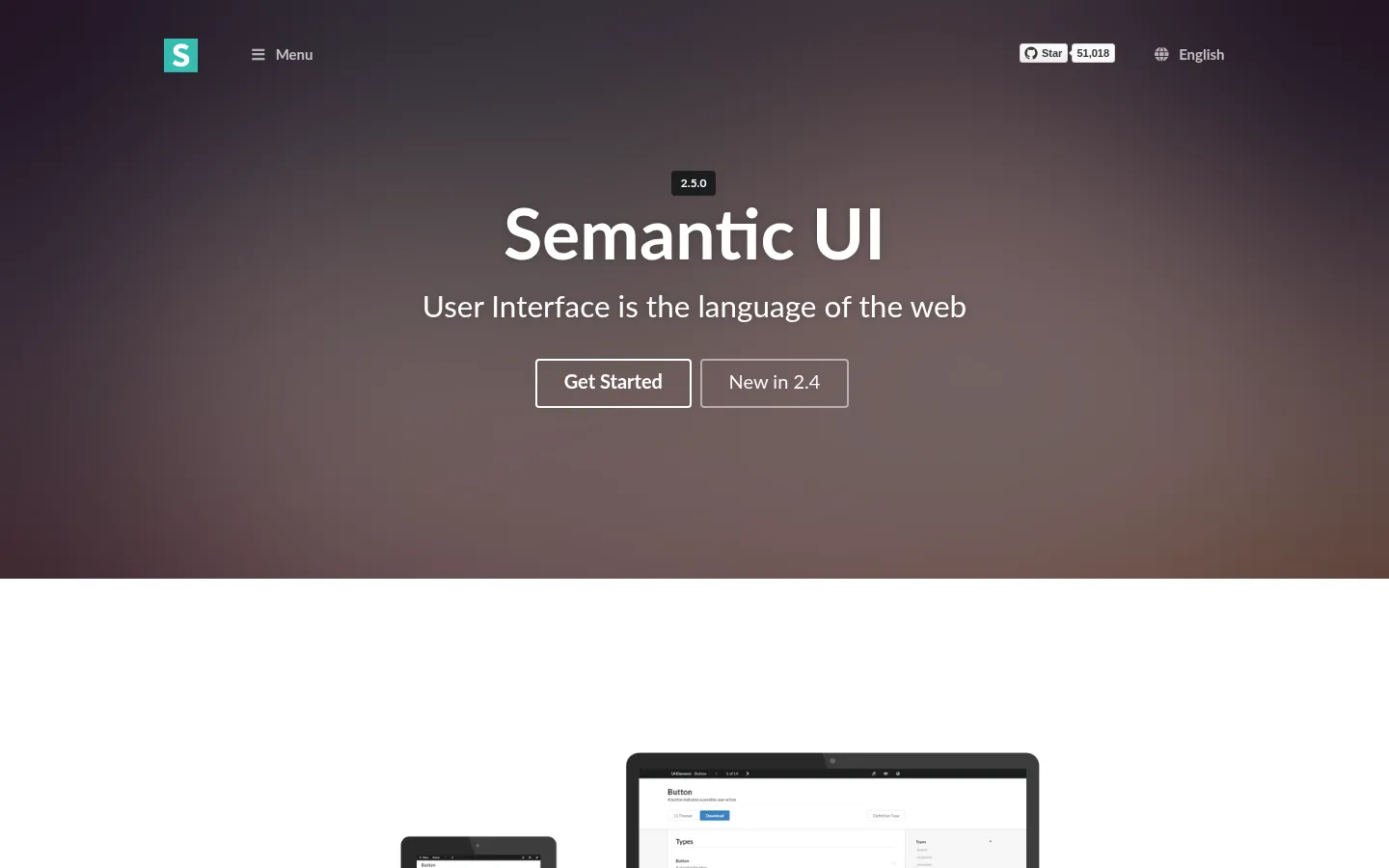 Semantic UI 网站预览图