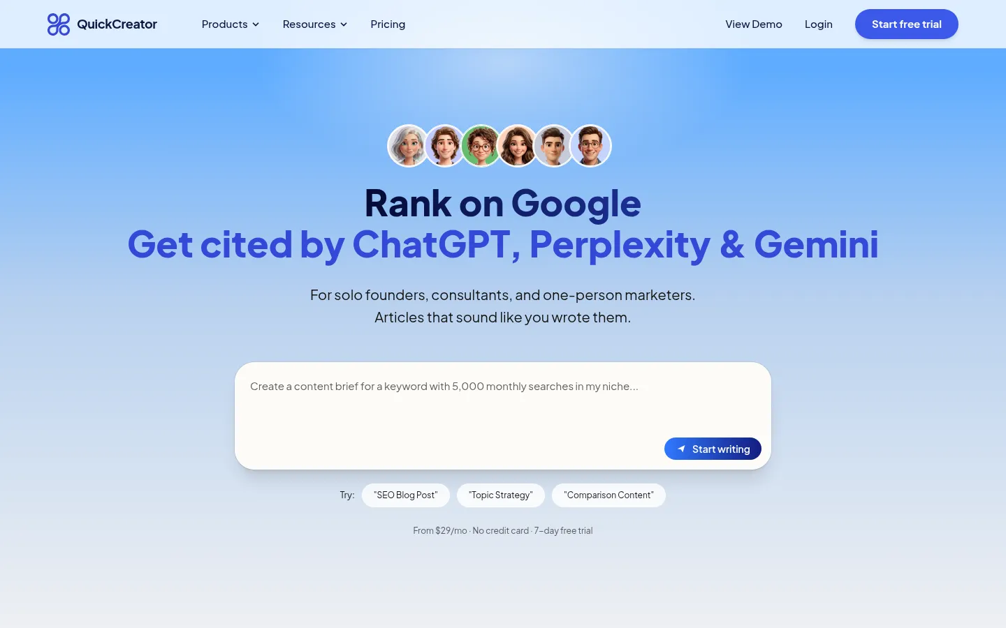 The AI Content Team for Solo Founders | QuickCreator 网站预览图