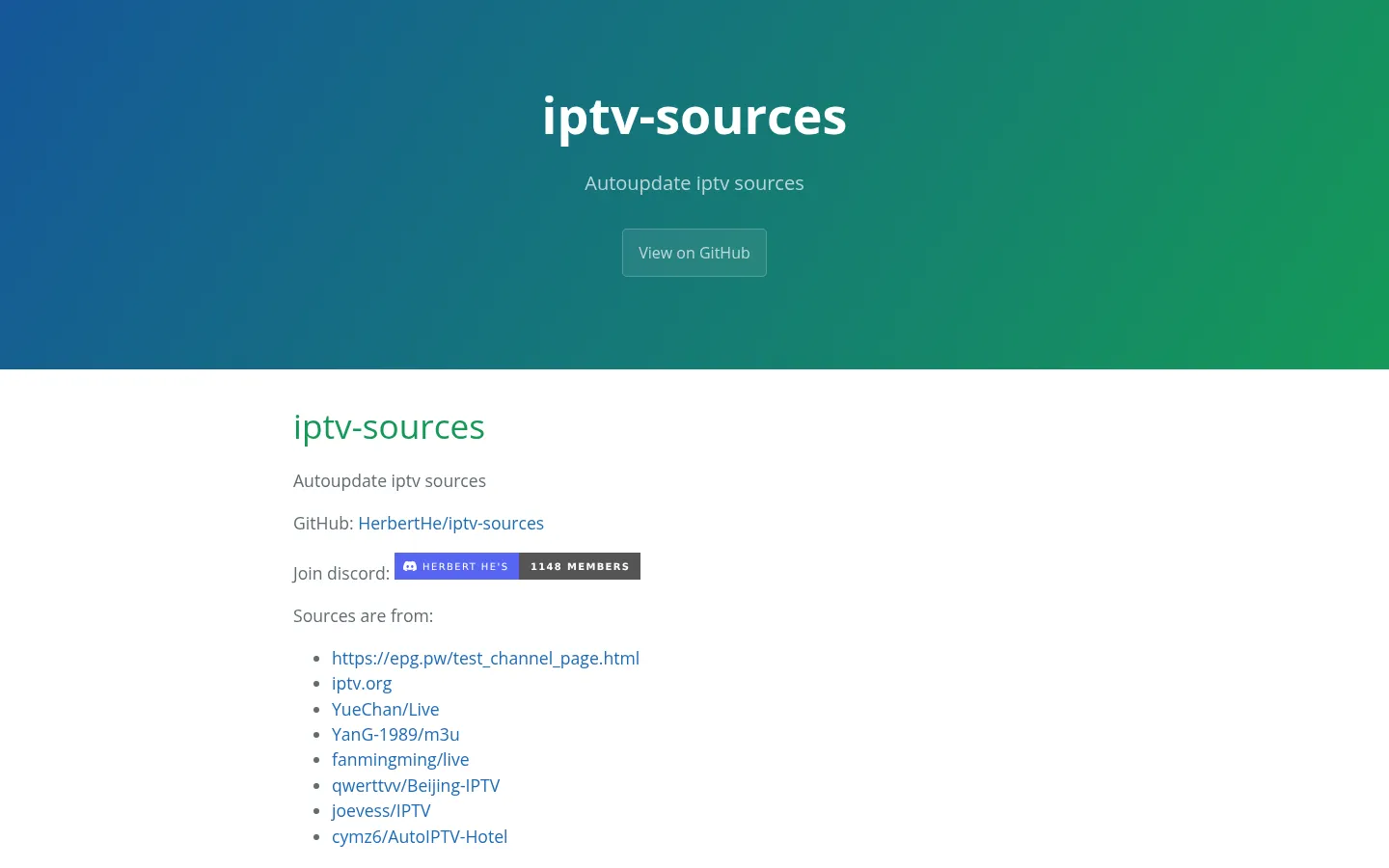 iptv-sources | Autoupdate iptv sources 网站预览图